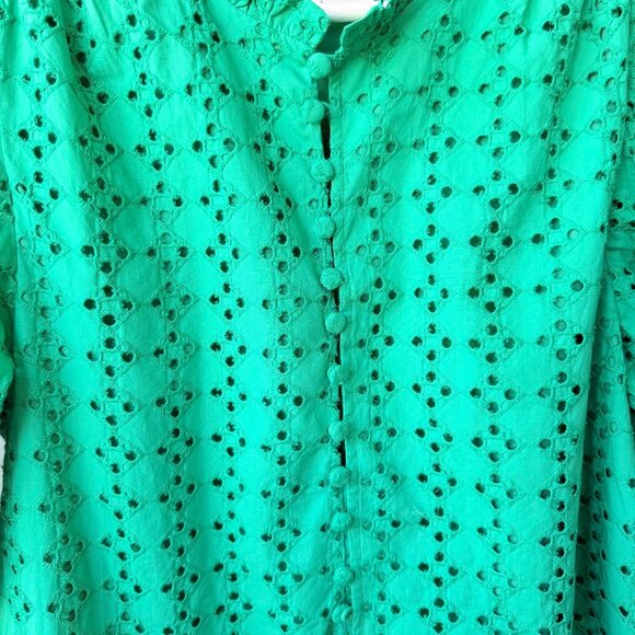 Hyacinth House Green Eyelet Midi Tryall Dress Women’s Size S - Picture 6 of 11